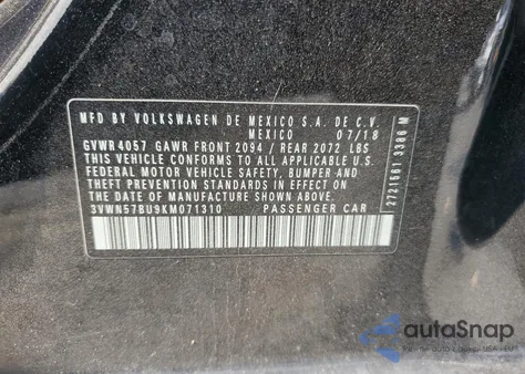 2019 Volkswagen Jetta S из США, поврежденный, VIN 3VWN57BU9KM071310